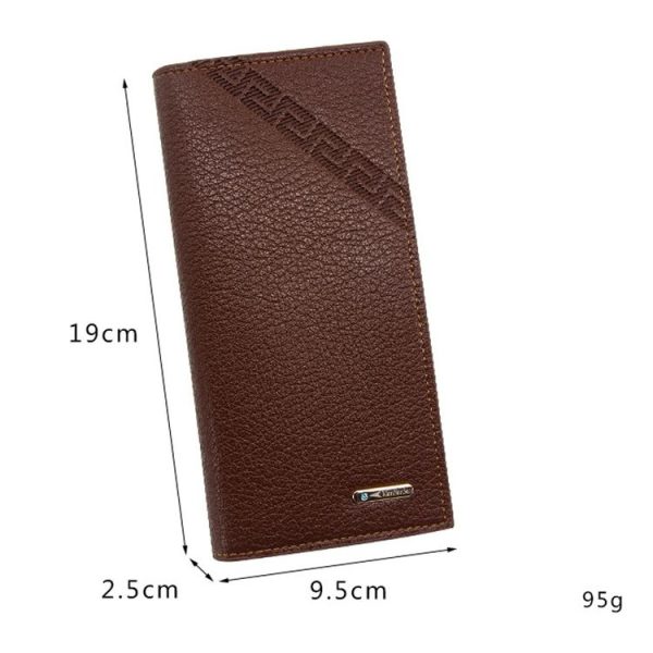 MenBense Long Fashion Embossed Magnetic Buckle Multi-Card Slot Men Wallet (Black) - Image 3