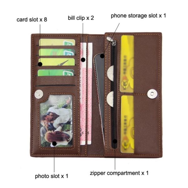 MenBense Long Fashion Embossed Magnetic Buckle Multi-Card Slot Men Wallet (Black) - Image 4