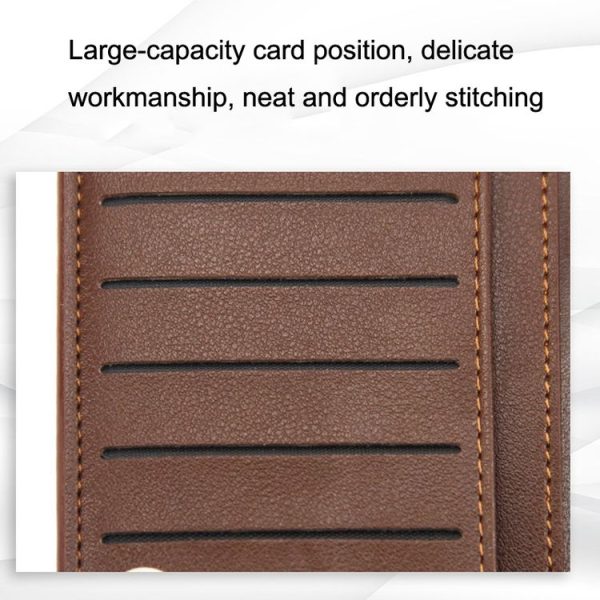 MenBense Long Fashion Embossed Magnetic Buckle Multi-Card Slot Men Wallet (Black) - Image 5
