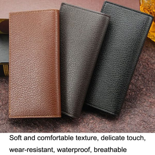 MenBense Long Fashion Embossed Magnetic Buckle Multi-Card Slot Men Wallet (Black) - Image 7