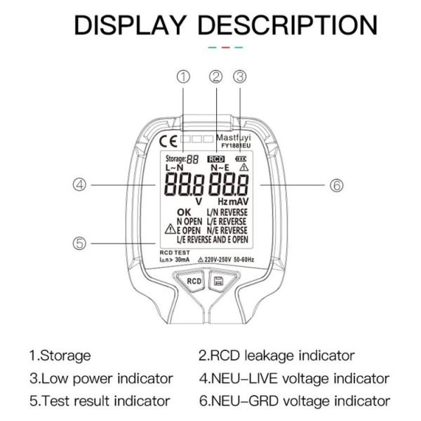 FUYI FY1881 High Precision Power Polarity Phase Socket Tester (EU Plug) - Image 3