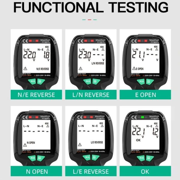 FUYI FY1881 High Precision Power Polarity Phase Socket Tester (EU Plug) - Image 4
