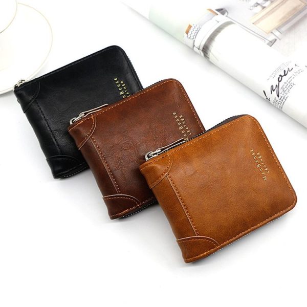Menbense Casual Fashion Large Capacity Multi-Card Retro Zipper Wallet (Light Brown) - Image 2