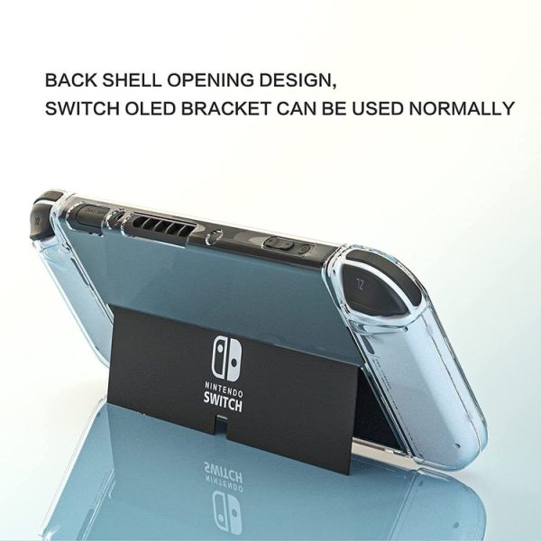Game Console Crystal Shell Remote Sensing Cap Tempered Film Storage Bag Set For Switch OLED Console Storage Bag+Crystal Case+Rocker Capx6+Tempered Film - Image 3