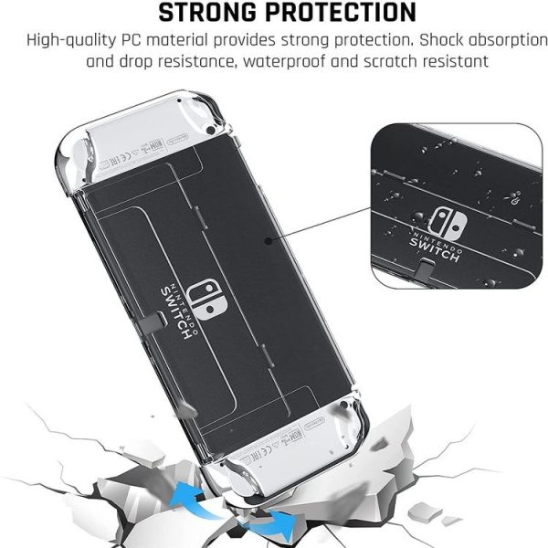 Game Console Crystal Shell Remote Sensing Cap Tempered Film Storage Bag Set For Switch OLED Console Storage Bag+Crystal Case+Rocker Capx6+Tempered Film - Image 6