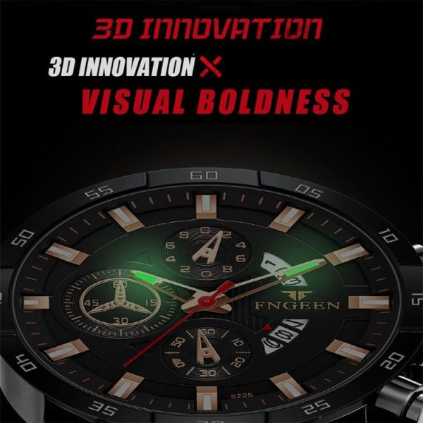 FNGEEN 5225 Multifunctional Waterproof Quartz Watch, Color: Brown Leather Rose Shell Black Surface - Image 5