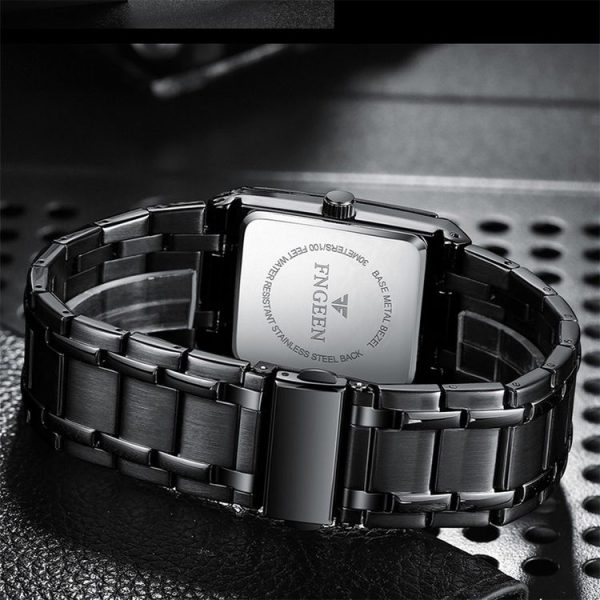 FNGEEN 3627 Waterproof Calendar Men Square Watch (Black Belt Rose Shell Black Surface) - Image 6