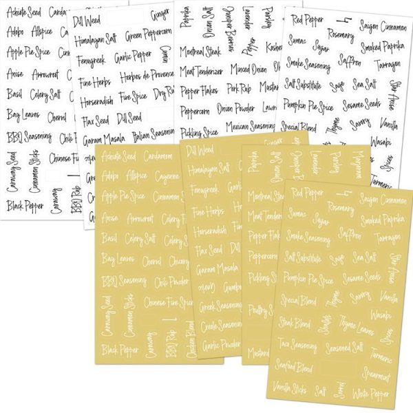 276 PCS Transparent Waterproof Spice Labels 2 Color Combination Pantry Markers (8 Sheets / Set)