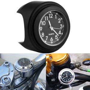 Aluminum Alloy Plating Motorcycle Handlebar Clock (Black Shell Black Background)