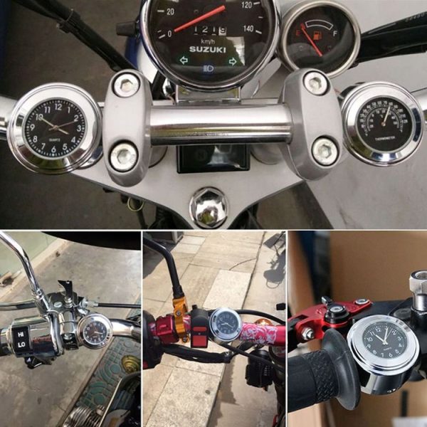 Aluminum Alloy Plating Motorcycle Handlebar Clock (Black Shell Black Background) - Image 7