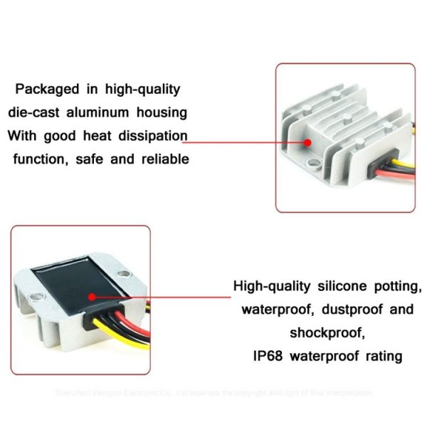 72W 12V To 24V 3A Waterproof Car Voltage Regulator (WG-12S2403) - Image 5