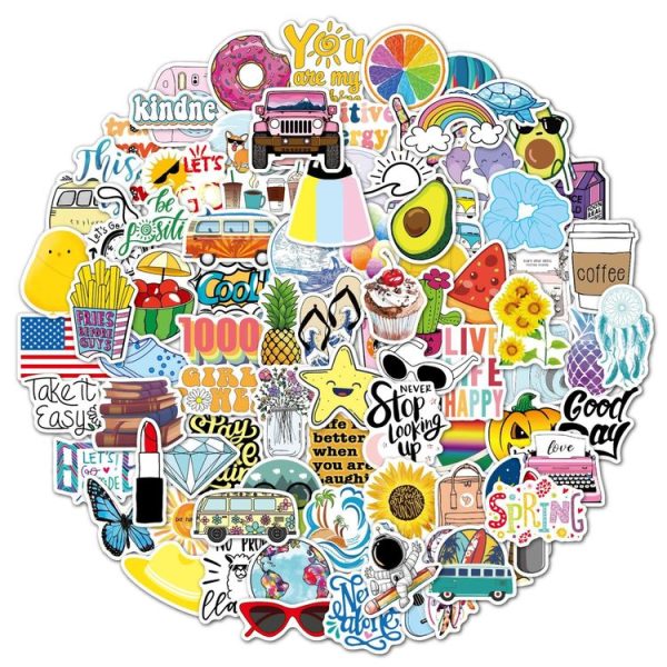 100 Pieces / Set Small Fresh Stickers Travel Waterproof Skateboard Guitar Stickers