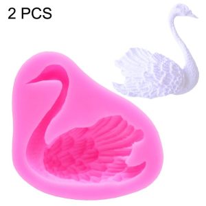 2 PCS Swan Baking Silicone Mould Cake Decorating Mould (Pink)