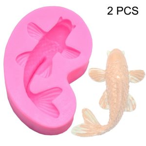 2 PCS Goldfish Baking Fondant Silicone Mold Cake Decorating (Pink)