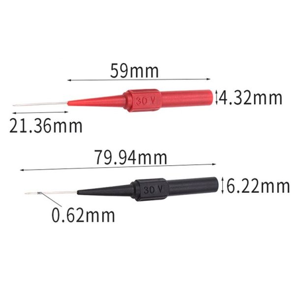 2pcs / Pair Coarse Probe Auto Repair Test Multimeter Pen, Color: Red + Black - Image 2