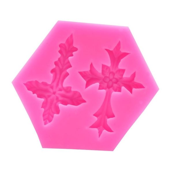 4 PCS Cross Shape Silicone Fondant Cake Mold Baking Tool (Pink) - Image 2