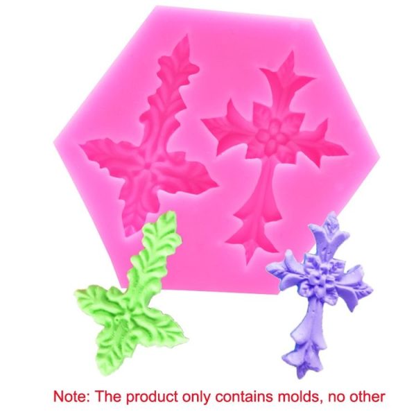 4 PCS Cross Shape Silicone Fondant Cake Mold Baking Tool (Pink) - Image 5
