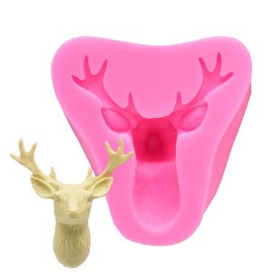 Deer Head Silicone Fondant Cake Mold (Pink)