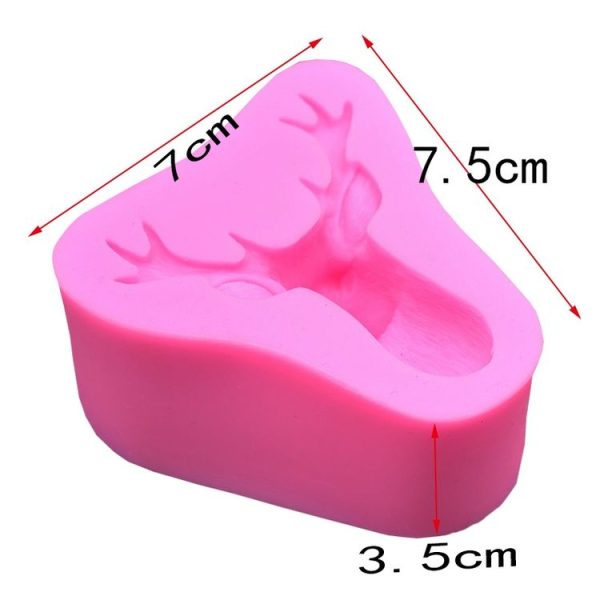 Deer Head Silicone Fondant Cake Mold (Pink) - Image 3