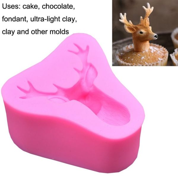 Deer Head Silicone Fondant Cake Mold (Pink) - Image 4