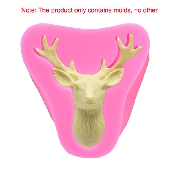 Deer Head Silicone Fondant Cake Mold (Pink) - Image 5
