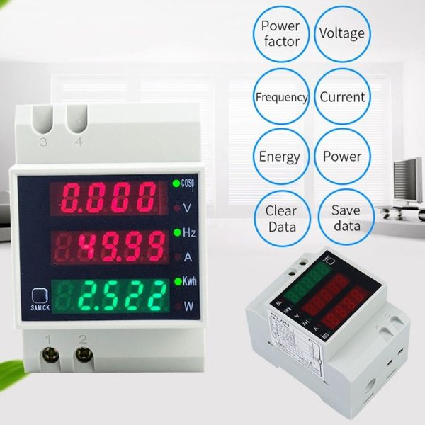 D52-2058 Wattmeter Din rail Volt Current Meter, Specification: AC200-450V Built-in CT - Image 4
