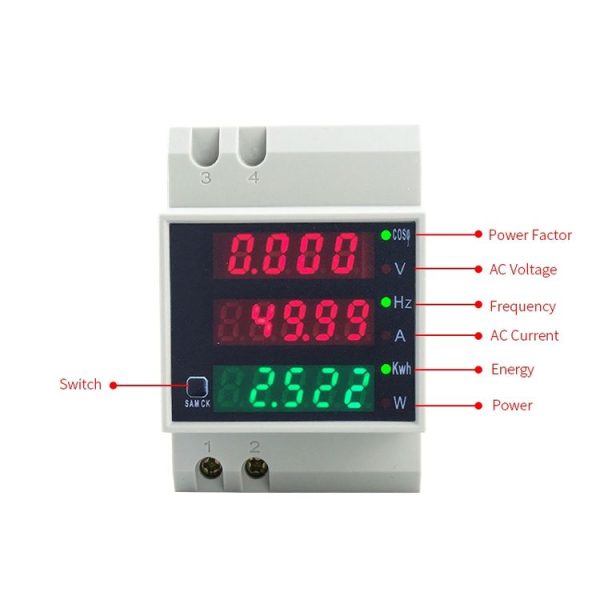 D52-2058 Wattmeter Din rail Volt Current Meter, Specification: AC200-450V Built-in CT - Image 5