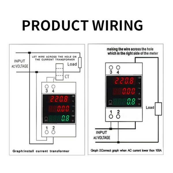 D52-2058 Wattmeter Din rail Volt Current Meter, Specification: AC200-450V Built-in CT - Image 7