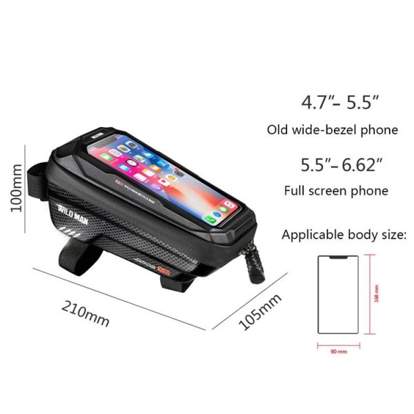 WILD MAN X2 1L Hard Shell EVA Bicycle Front Beam Bag (Black) - Image 3