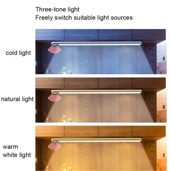 Cabinet LED Human Body Induction Lamp Home Smart 3 Color Night Light, Length: 30cm (Rechargeable) - Image 4