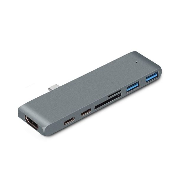 TYPE-C To 4K HDMI HUB Docking Station TF / SD Card Reader For MacBook Pro (Grey) - Image 2