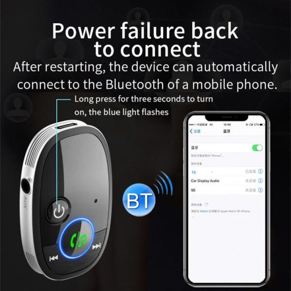 Car Bluetooth Receiver Music Player Wireless Audio Converter (Black) - Image 6