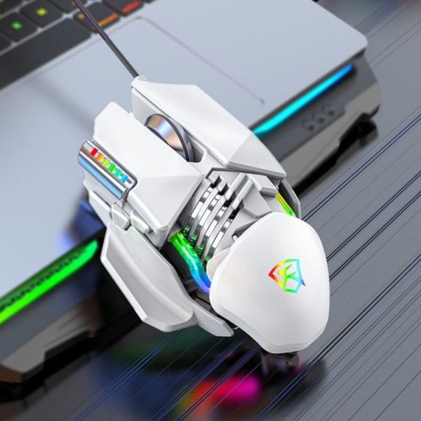 Y-FRUITFUL P3 6 Keys RGB Lighting Adjustable Wired Mouse (White)