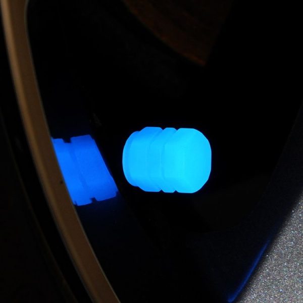 4pcs / Set Luminous Tire Valve Cap Electric Motorcycle Vacuum Tire Valve Cover, Style: Split Effect (Blue) - Image 3