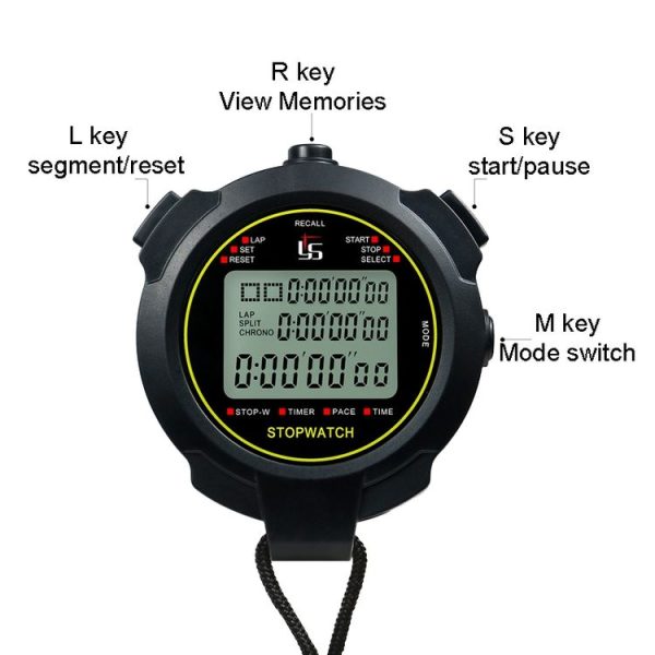 YS Stopwatch Timer Training Fitness Competition Stopwatch, Style: YS-7100 100 Memories (Black) - Image 3