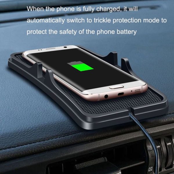 C6 15W 2 In 1 Multi-Function Car Wireless Charger Anti-Slip Launching Pad (Black) - Image 5