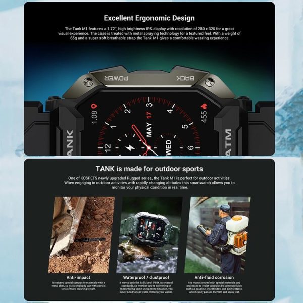 SATM M1 Outdoor Waterproof Bluetooth Smart Watch (Black) - Image 4