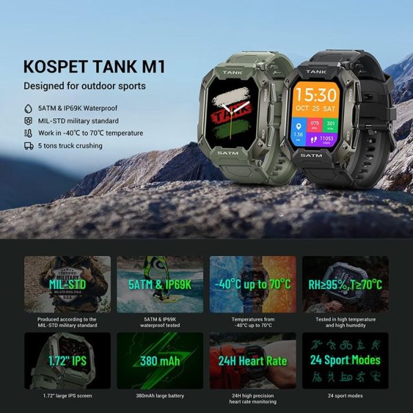 SATM M1 Outdoor Waterproof Bluetooth Smart Watch (Black) - Image 5