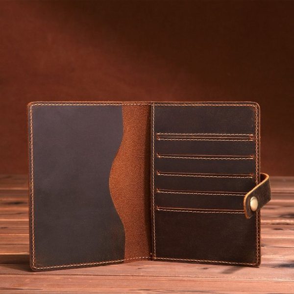 Genuine Leather Passport Holder Vintage Card Holder (Dark Coffee) - Image 5