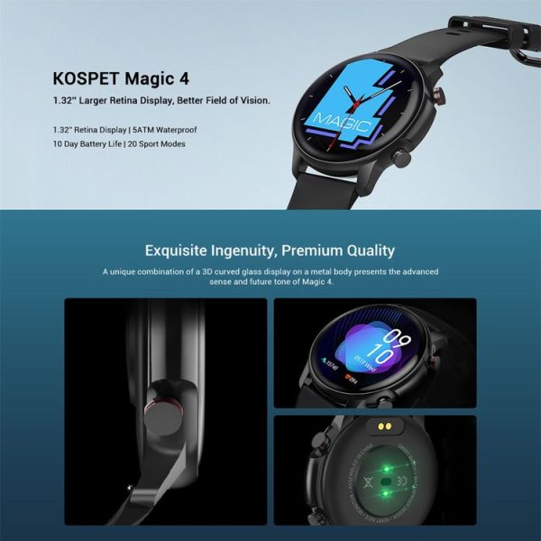 KOSPET Magic 4 1.32 Inch Ultra Thin Touch Screen Waterproof Smart Watch (Pink) - Image 3