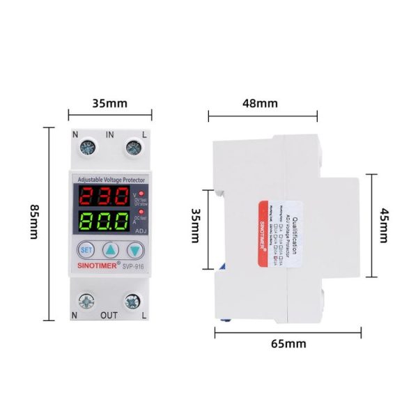 SINOTIMER SVP-916 Adjustable Self-resetting Over-voltage Under-voltage Protector, Current: 40A - Image 3
