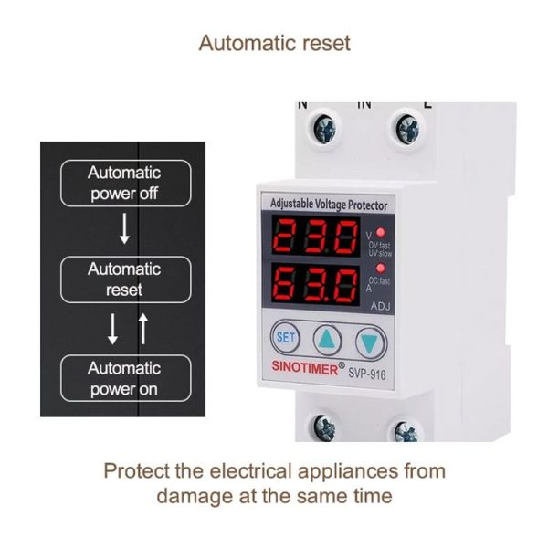 SINOTIMER SVP-916 Adjustable Self-resetting Over-voltage Under-voltage Protector, Current: 40A - Image 6