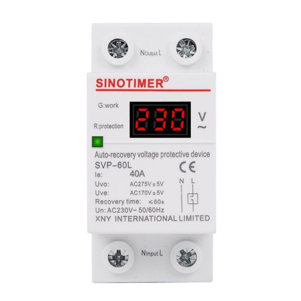 SINOTIMER 220V LED Digital Display Delay Automatic Reset Under-voltage Protector (SVP-60L)