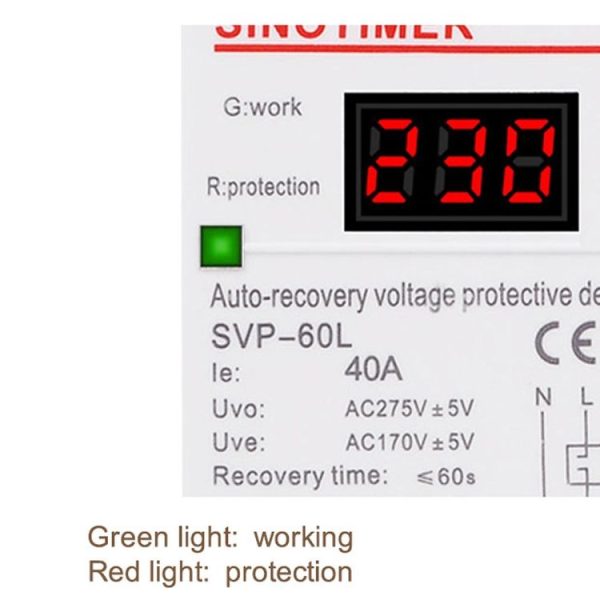 SINOTIMER 220V LED Digital Display Delay Automatic Reset Under-voltage Protector (SVP-60L) - Image 5