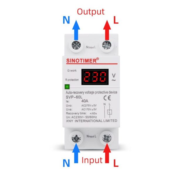 SINOTIMER 220V LED Digital Display Delay Automatic Reset Under-voltage Protector (SVP-60L) - Image 6