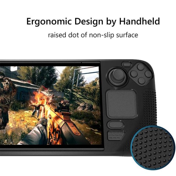 PGTECH Game Console Silicone Case With Anti-Slip Particles for Steam Deck (Black) - Image 4