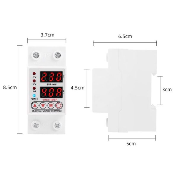SINOTIMER SVP-918 Adjustable Self-resetting Intelligent Over-voltage Under-voltage Protector, Current: 63A - Image 3