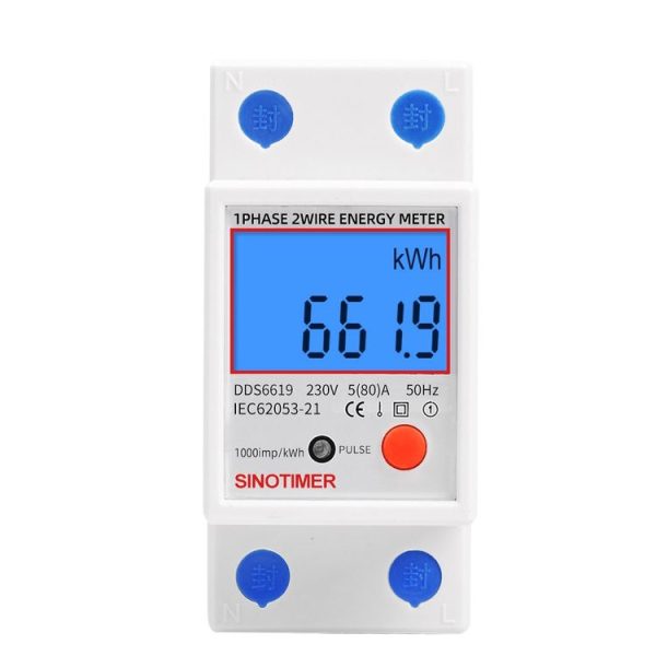 SINOTIMER DDS6619-012 Backlight Display Household Single-phase Rail Energy Meter 5-80A (230V 50Hz)