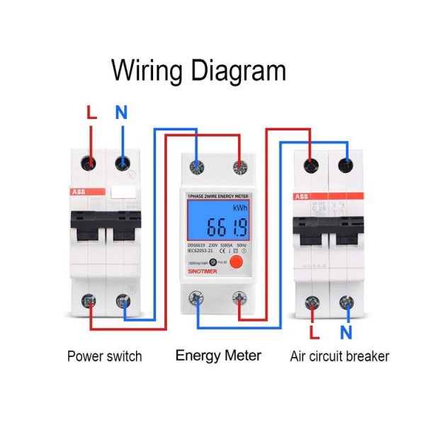 SINOTIMER DDS6619-012 Backlight Display Household Single-phase Rail Energy Meter 5-80A (230V 50Hz) - Image 7
