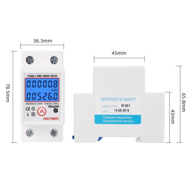 SINOTIMER DDS6619-526L-2 Can Reset Zero Backlight Display Single-phase Rail Electric Energy Meter - Image 3